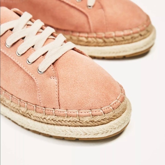 COPY - ZARA Pink Split Suede Bluchers flats - Picture 3 of 3